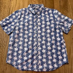 Reyn Spooner Men’s Tailored Button Shirt XL Blue Cotton Palm Tree Print
